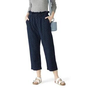 The Great Gunny Sack Pants 0 XS Blue Floral Print Paperbag Crop Trousers Cottage
